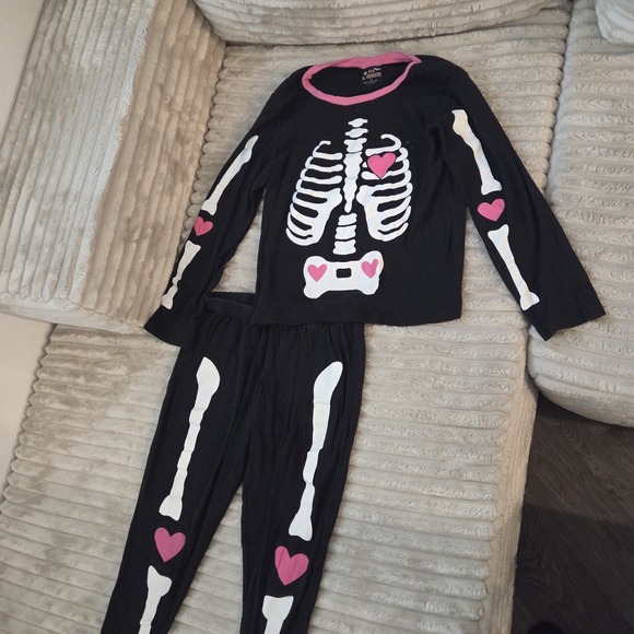 pjs and presents Other - PJs & Presents Skeleton Pajamas S Halloween Girls Glow In The Dark Pink Heart